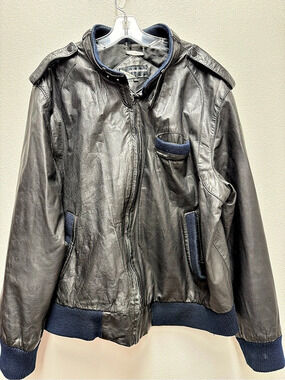 Vintage Members Only Iconic Racer Genuine Leather Jacket 2X - Black & Blue